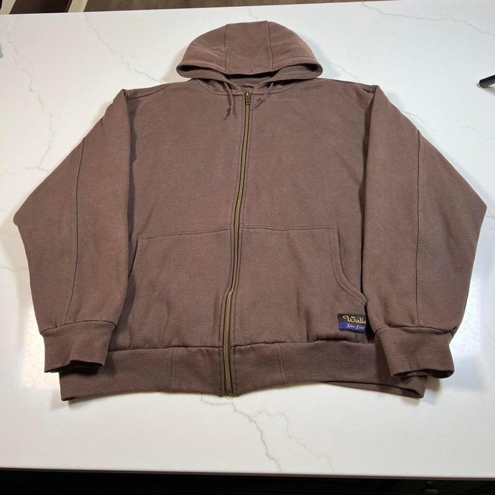 Walls Zero Zone Vintage Brown Thermal Lined Full Zip Workwear Hoodie Jacket - Picture 2 of 6